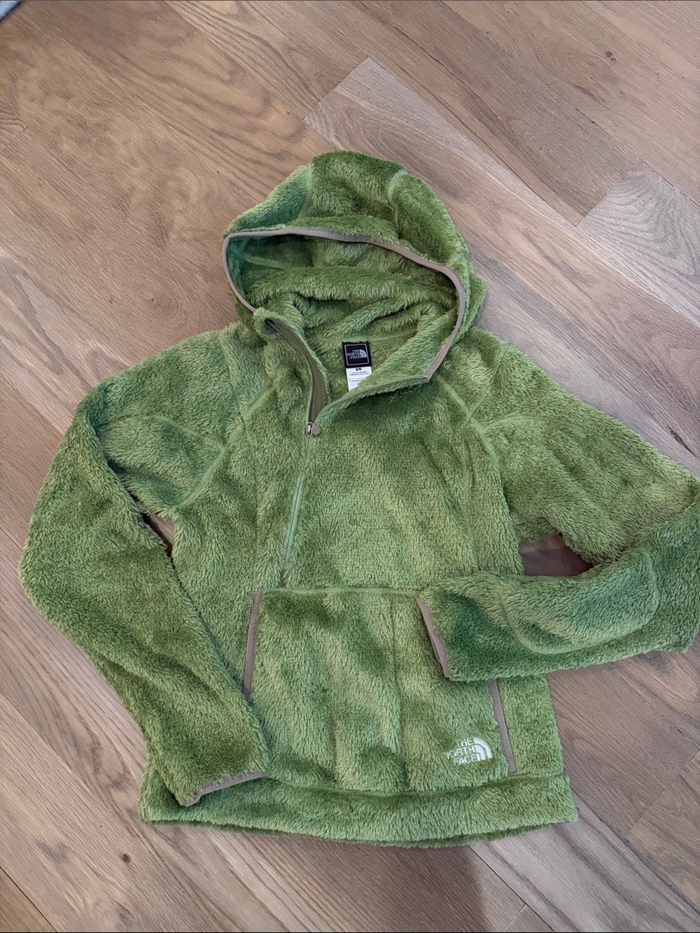 The North Face Olive Green Plush Hooded Fleece Pullover